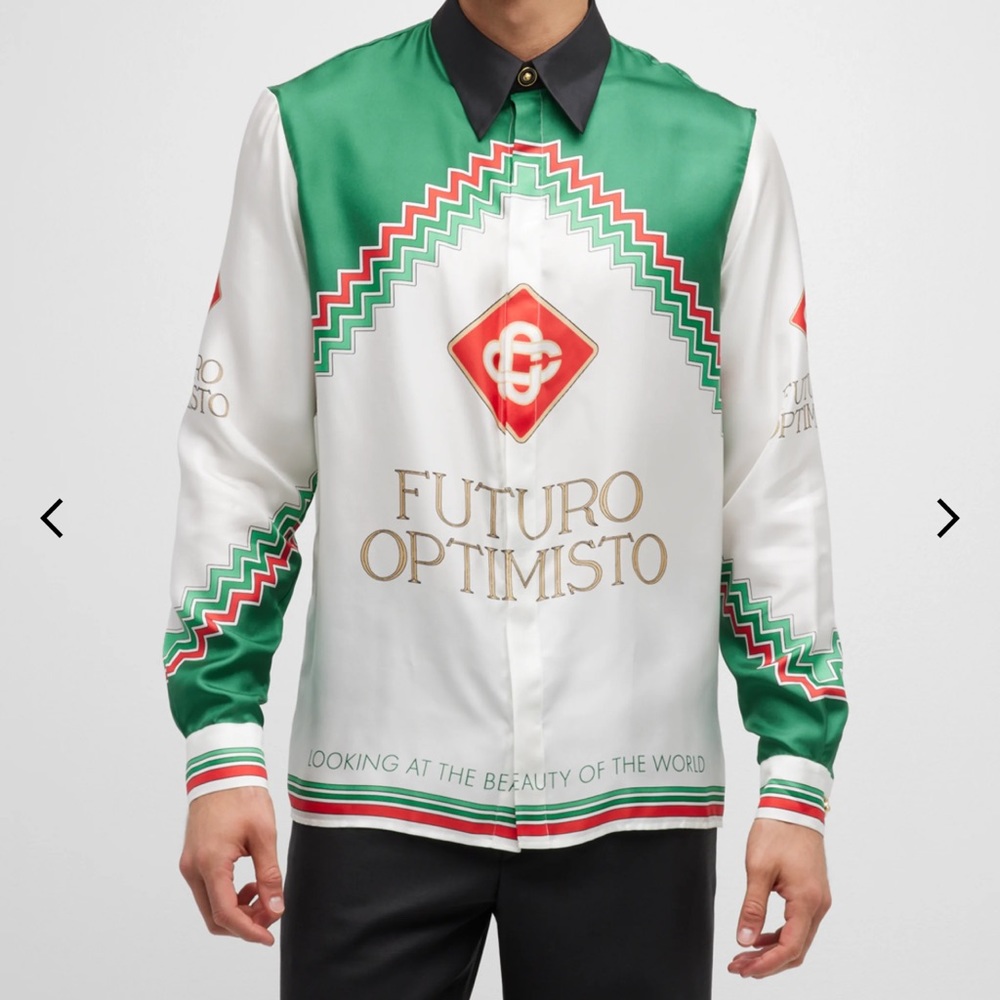 CASABLANCA
Green & White Futuro Optimisto Shirt NWT